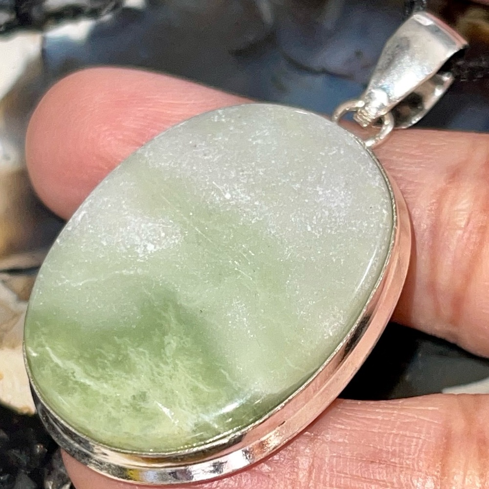 Green Larsonite Bugwood Pendant 2”